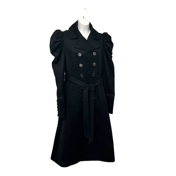 Bird by Juicy Couture Jackets & Blazers - Bird by Juicy Couture Black Wool/Cashmere Puff Shoulder Double Breasted Coat S